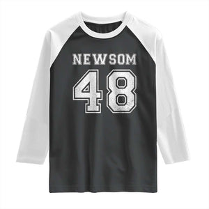 Newsom 48 Raglan Shirt Gavin Newsom 2028 Presidential Election Campaign TS11 Black White Print Your Wear