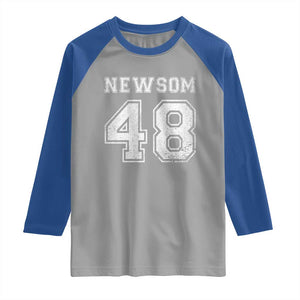 Newsom 48 Raglan Shirt Gavin Newsom 2028 Presidential Election Campaign TS11 Sport Gray Royal Print Your Wear