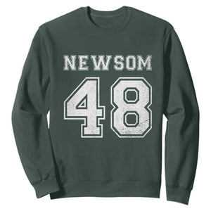 Newsom 48 Sweatshirt Gavin Newsom 2028 Presidential Election Campaign TS11 Dark Forest Green Print Your Wear
