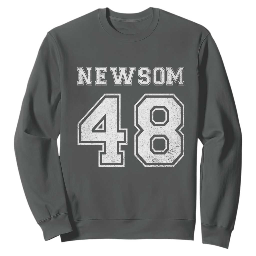 Newsom 48 Sweatshirt Gavin Newsom 2028 Presidential Election Campaign TS11 Dark Heather Print Your Wear
