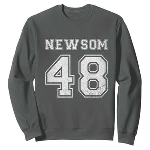 Newsom 48 Sweatshirt Gavin Newsom 2028 Presidential Election Campaign TS11 Dark Heather Print Your Wear