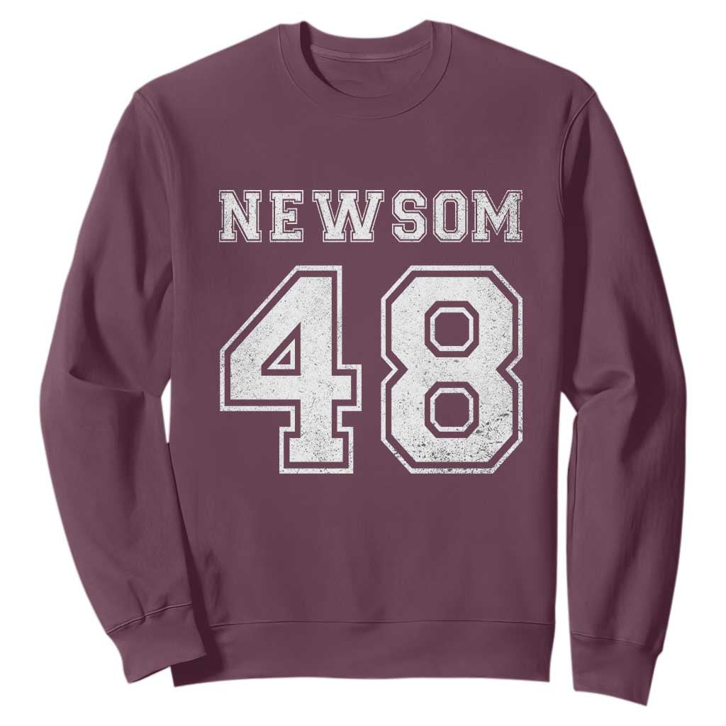 Newsom 48 Sweatshirt Gavin Newsom 2028 Presidential Election Campaign TS11 Maroon Print Your Wear