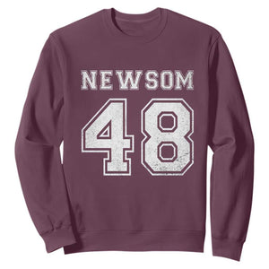 Newsom 48 Sweatshirt Gavin Newsom 2028 Presidential Election Campaign TS11 Maroon Print Your Wear
