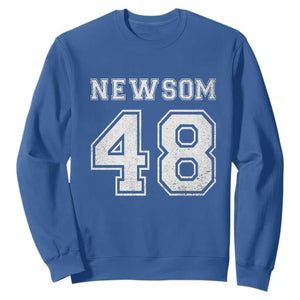 Newsom 48 Sweatshirt Gavin Newsom 2028 Presidential Election Campaign TS11 Royal Blue Print Your Wear