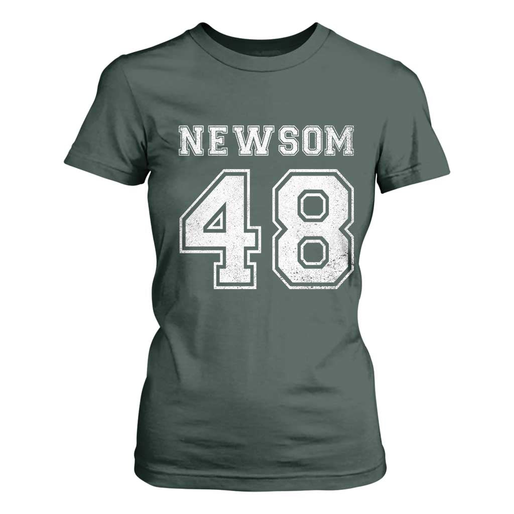 Newsom 48 T Shirt For Women Gavin Newsom 2028 Presidential Election Campaign TS11 Dark Forest Green Print Your Wear
