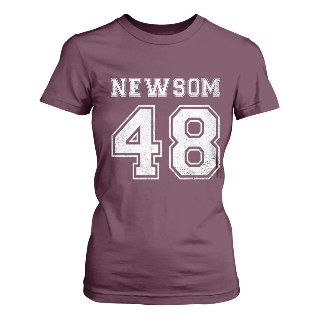 Newsom 48 T Shirt For Women Gavin Newsom 2028 Presidential Election Campaign TS11 Maroon Print Your Wear