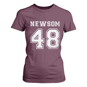 Newsom 48 T Shirt For Women Gavin Newsom 2028 Presidential Election Campaign TS11 Maroon Print Your Wear