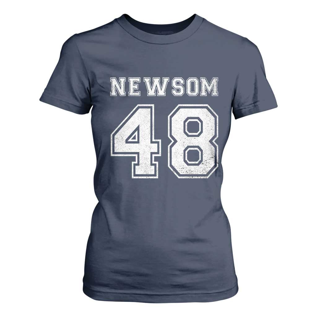 Newsom 48 T Shirt For Women Gavin Newsom 2028 Presidential Election Campaign TS11 Navy Print Your Wear