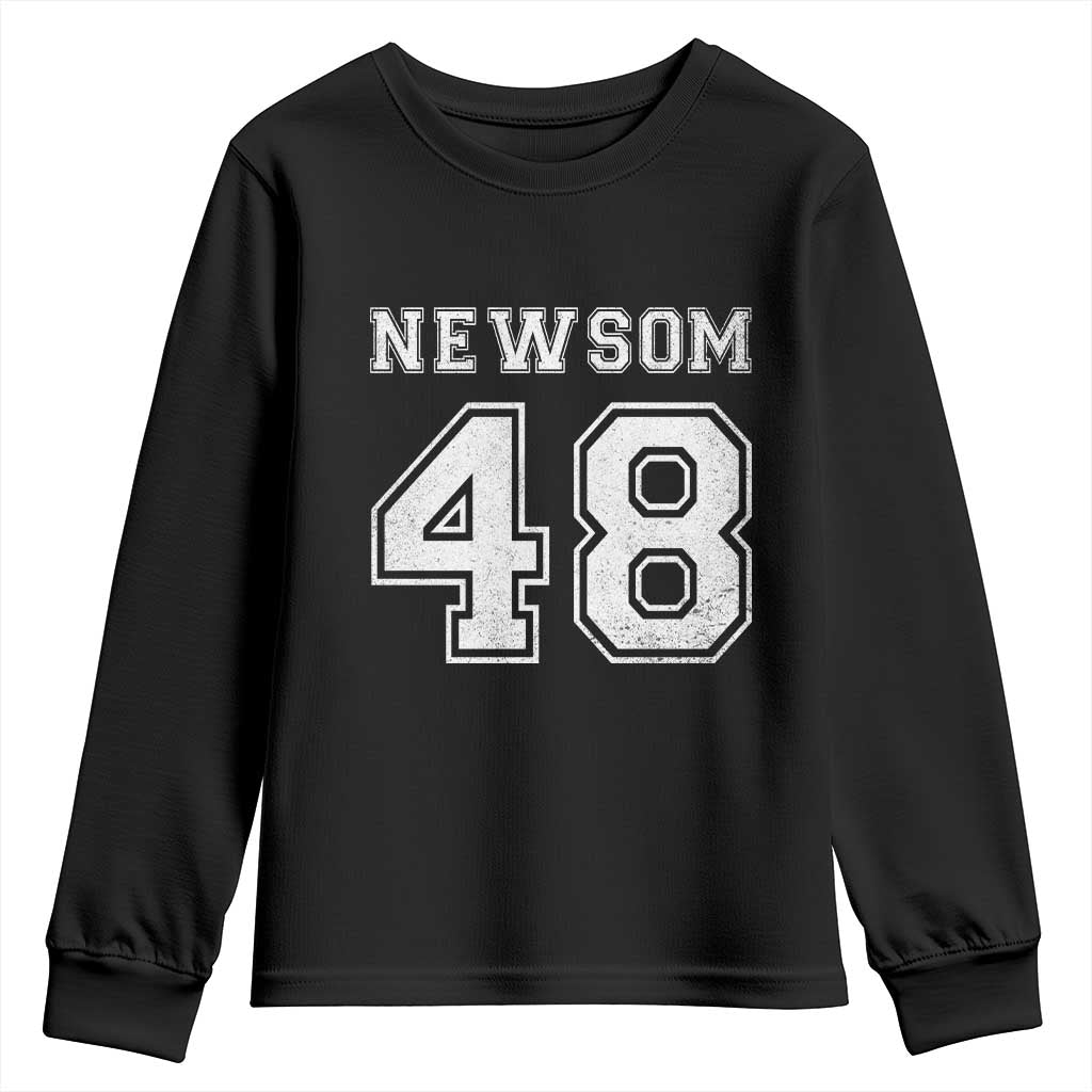 Newsom 48 Youth Sweatshirt Gavin Newsom 2028 Presidential Election Campaign TS11 Black Print Your Wear