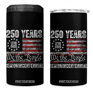 250 Years Semiquincentennial 4 in 1 Can Cooler Tumbler 250th America Anniversary Independence Day USA Flag TS11 One Size: 16 oz Black Print Your Wear
