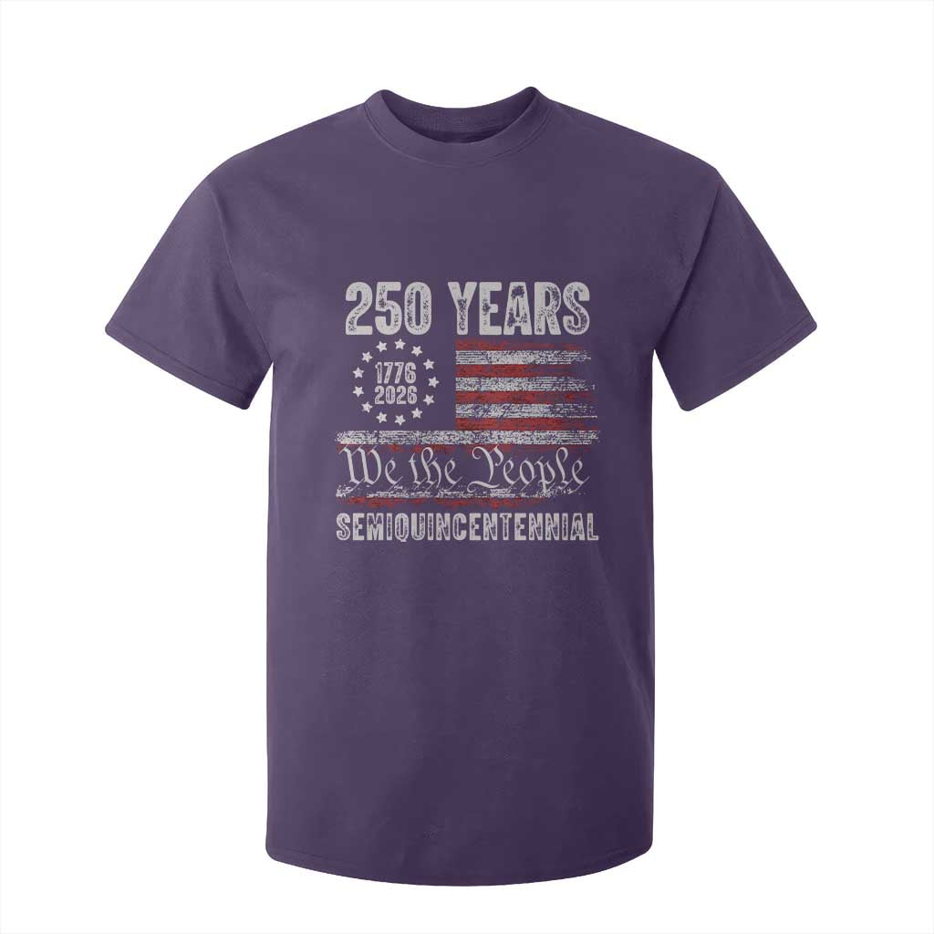 250 Years Semiquincentennial T Shirt For Kid 250th America Anniversary Independence Day USA Flag TS11 Purple Print Your Wear