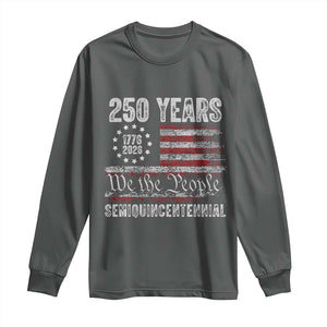 250 Years Semiquincentennial Long Sleeve Shirt 250th America Anniversary Independence Day USA Flag TS11 Dark Heather Print Your Wear
