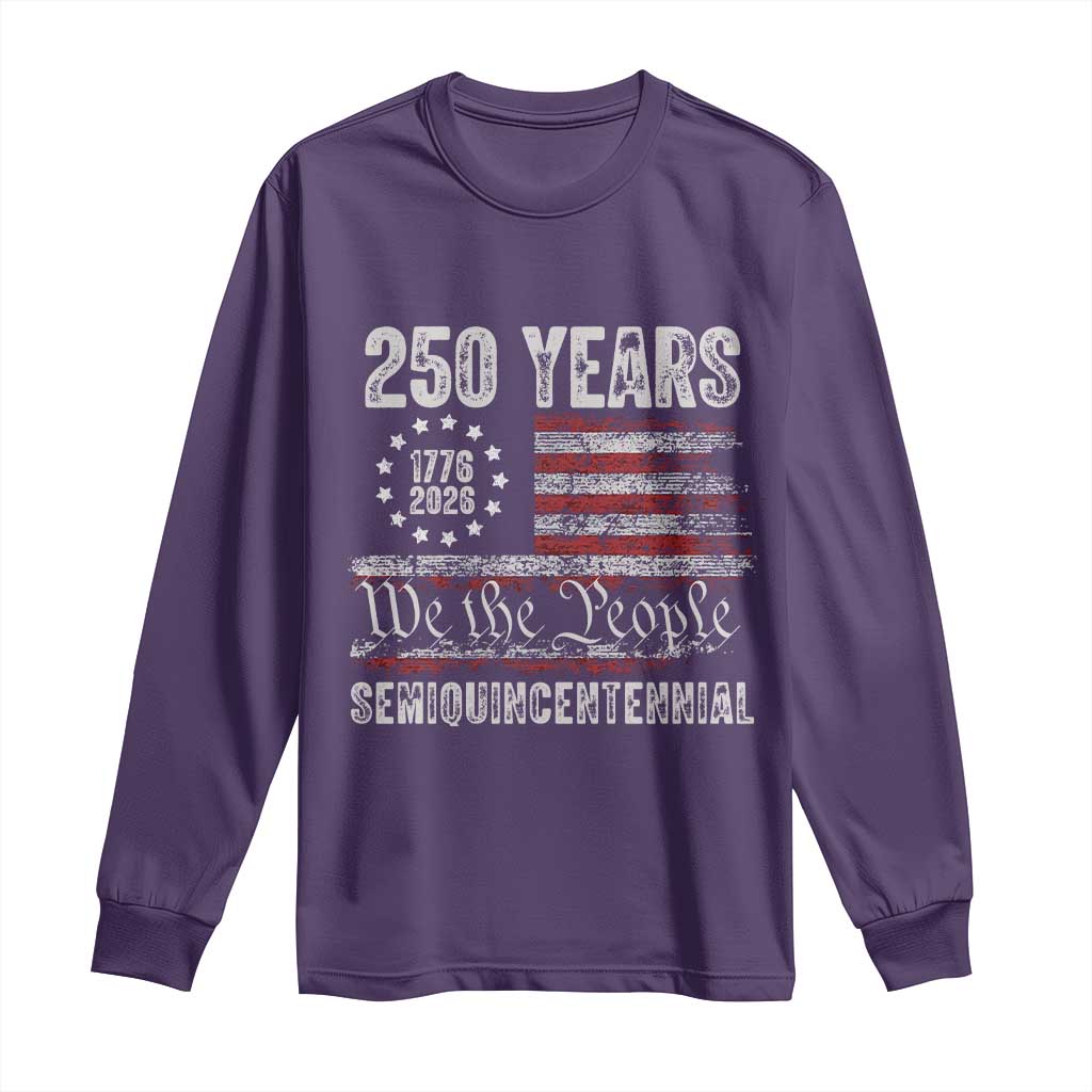 250 Years Semiquincentennial Long Sleeve Shirt 250th America Anniversary Independence Day USA Flag TS11 Purple Print Your Wear