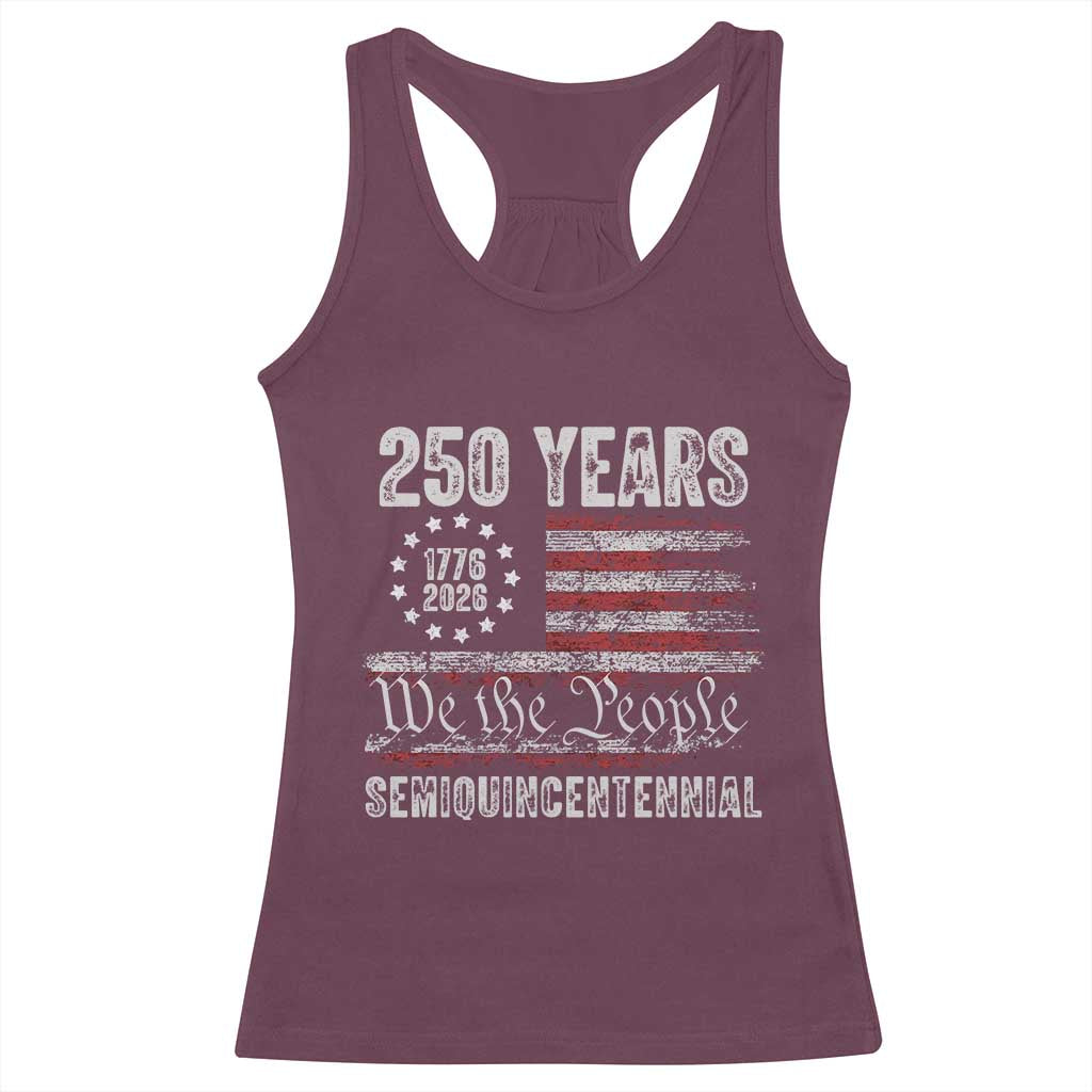 250 Years Semiquincentennial Racerback Tank Top 250th America Anniversary Independence Day USA Flag TS11 Maroon Print Your Wear