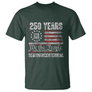 250 Years Semiquincentennial T Shirt 250th America Anniversary Independence Day USA Flag TS11 Dark Forest Green Print Your Wear