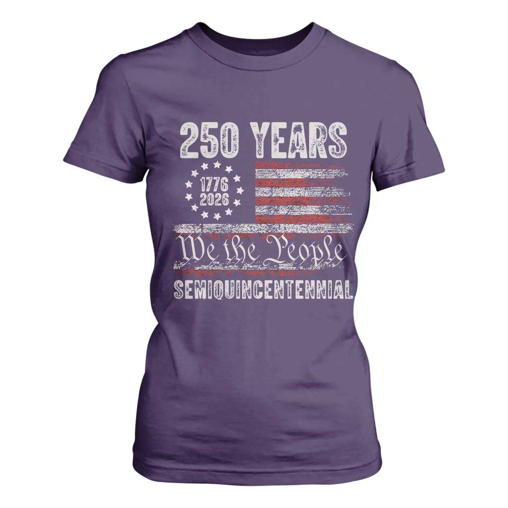 250 Years Semiquincentennial T Shirt For Women 250th America Anniversary Independence Day USA Flag TS11 Purple Print Your Wear