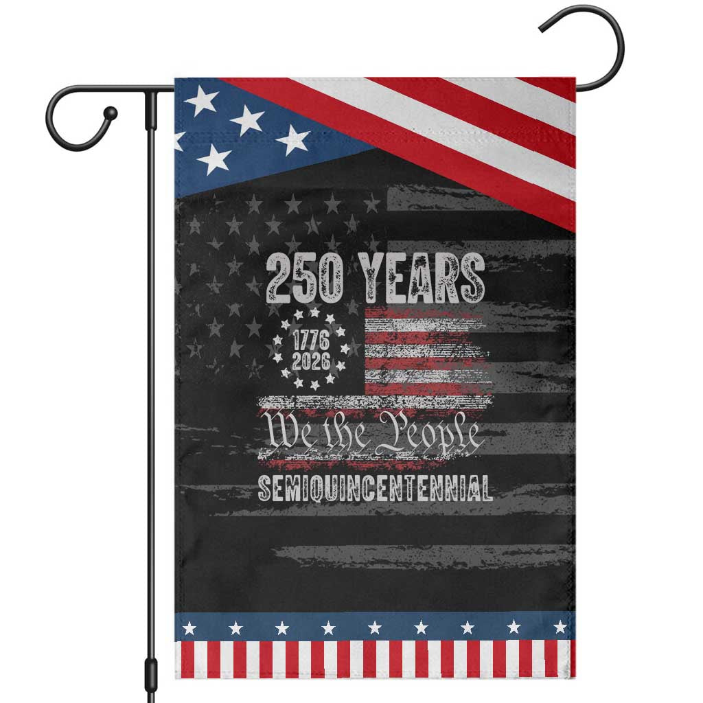 250 Years Semiquincentennial Garden Flag 250th America Anniversary Independence Day USA Flag TS11 Distressed Black Blue Print Your Wear