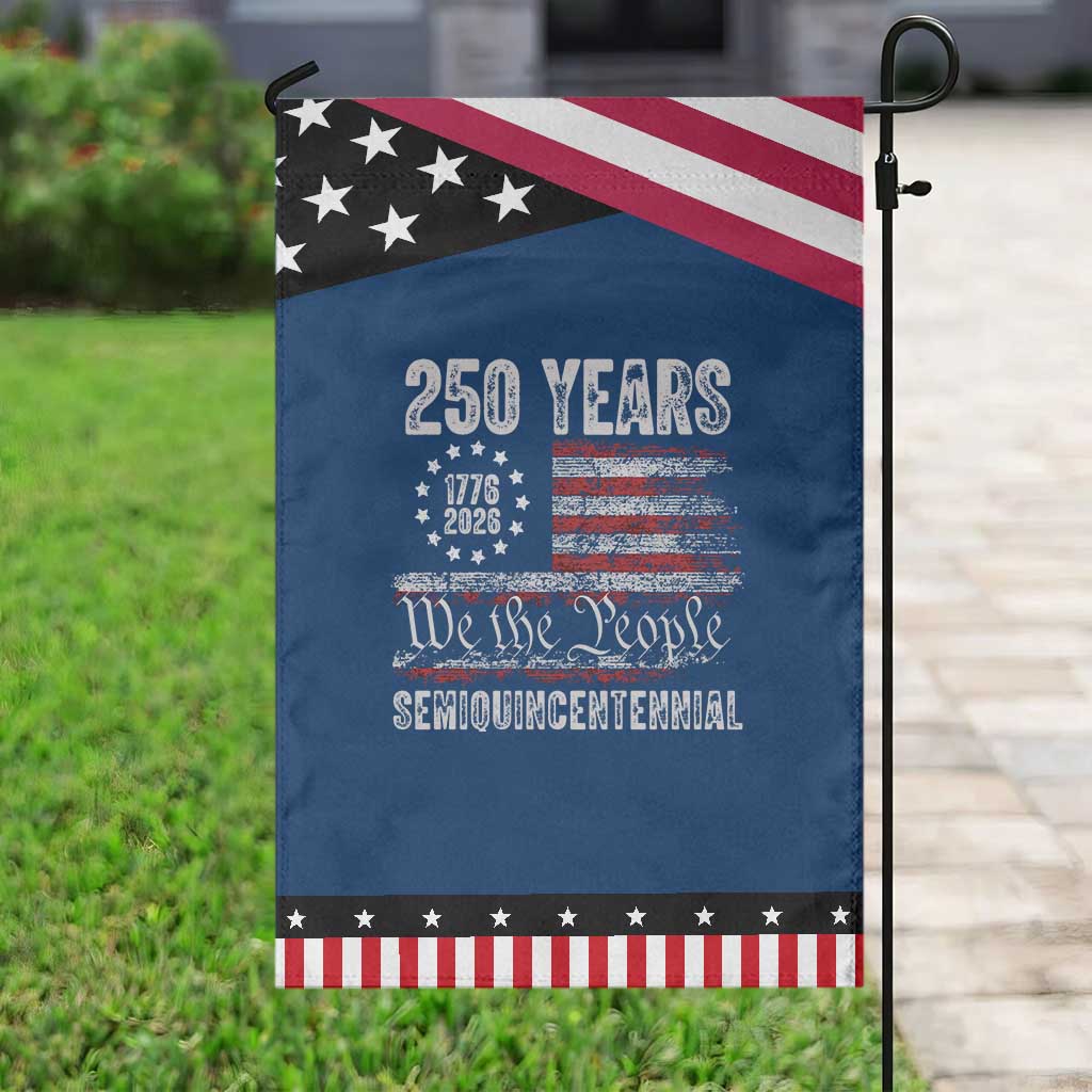 250 Years Semiquincentennial Garden Flag 250th America Anniversary Independence Day USA Flag TS11 Classic Blue Black Print Your Wear