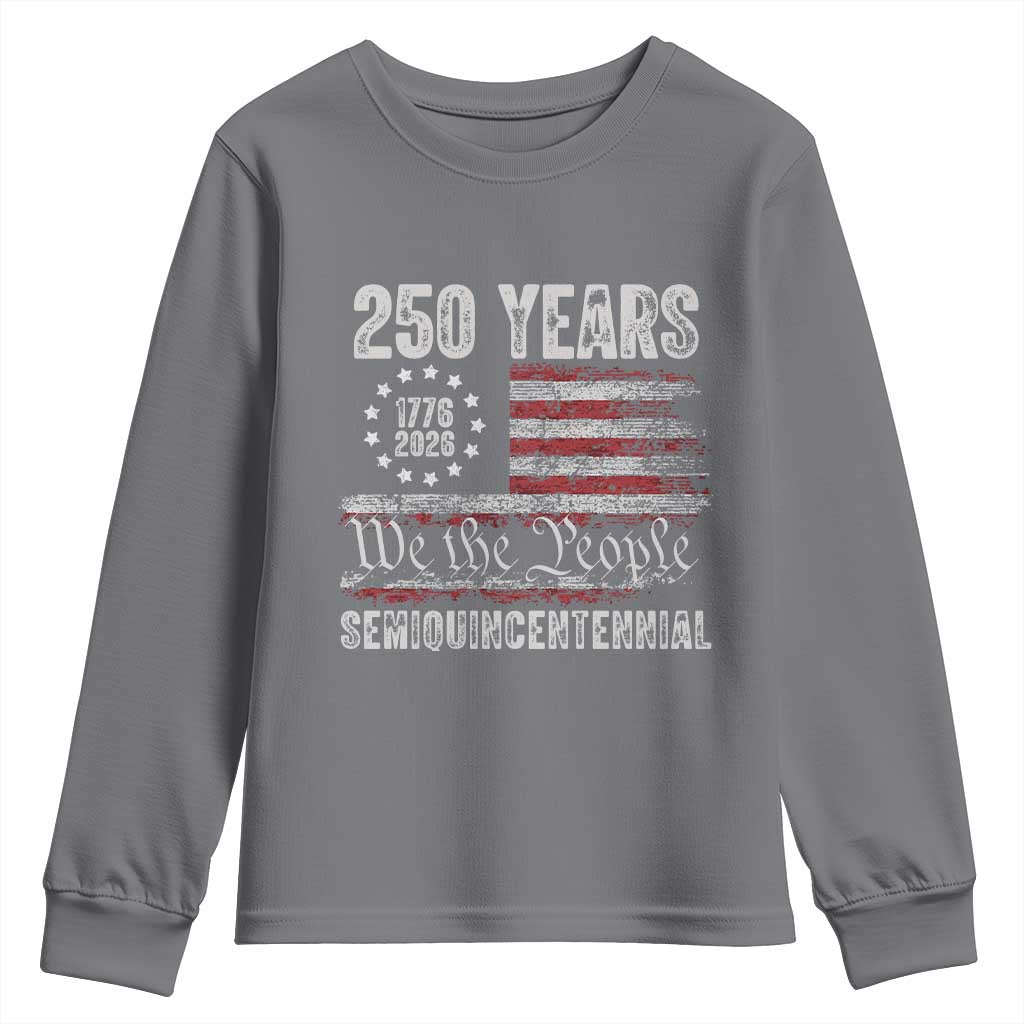 250 Years Semiquincentennial Youth Sweatshirt 250th America Anniversary Independence Day USA Flag TS11 Charcoal Print Your Wear