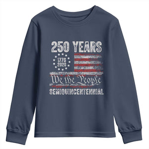 250 Years Semiquincentennial Youth Sweatshirt 250th America Anniversary Independence Day USA Flag TS11 Navy Print Your Wear