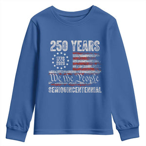 250 Years Semiquincentennial Youth Sweatshirt 250th America Anniversary Independence Day USA Flag TS11 Royal Blue Print Your Wear