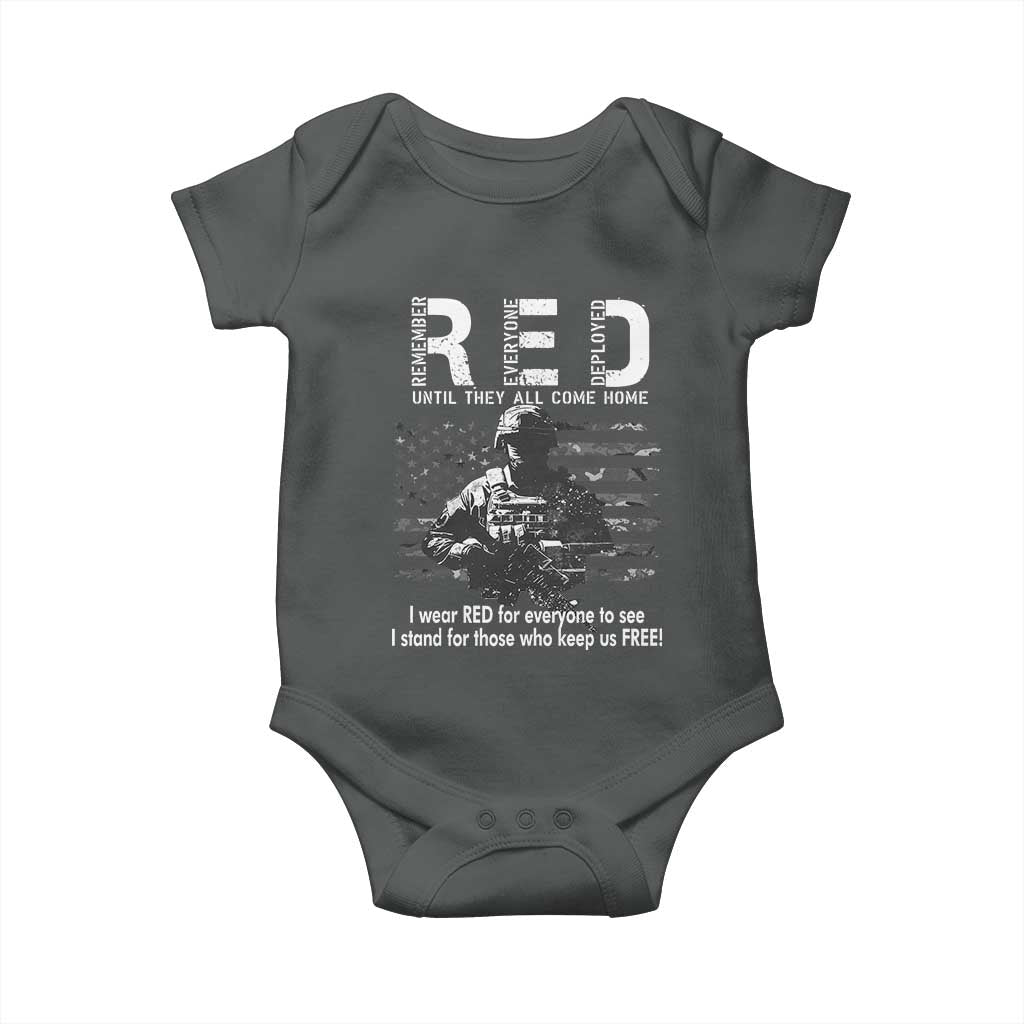 RED Friday Baby Onesie I Wear Red For Everyone To See I Stand For Those Who Keep Us Free Military TS11 Dark Heather Print Your Wear