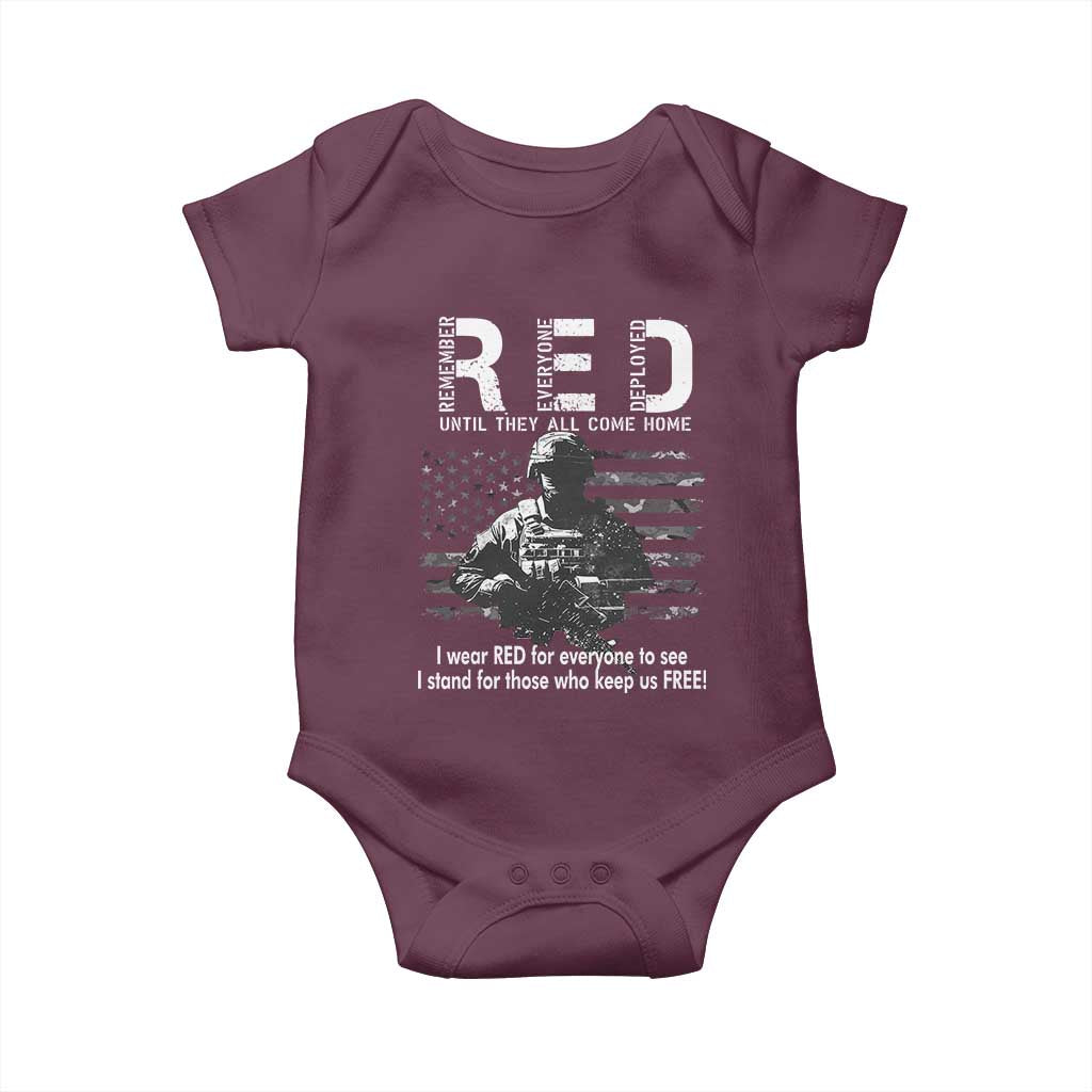 RED Friday Baby Onesie I Wear Red For Everyone To See I Stand For Those Who Keep Us Free Military TS11 Maroon Print Your Wear