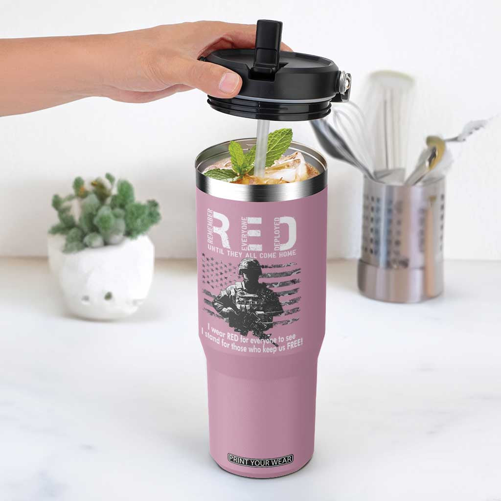 RED Friday Flip Straw Tumbler I Wear Red For Everyone To See I Stand For Those Who Keep Us Free Military TS11 One Size: 30 oz Light Pink Print Your Wear