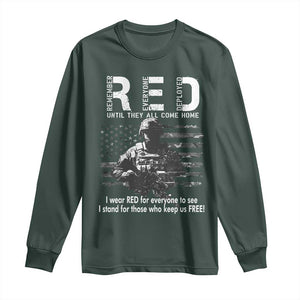 RED Friday Long Sleeve Shirt I Wear Red For Everyone To See I Stand For Those Who Keep Us Free Military TS11 Dark Forest Green Print Your Wear