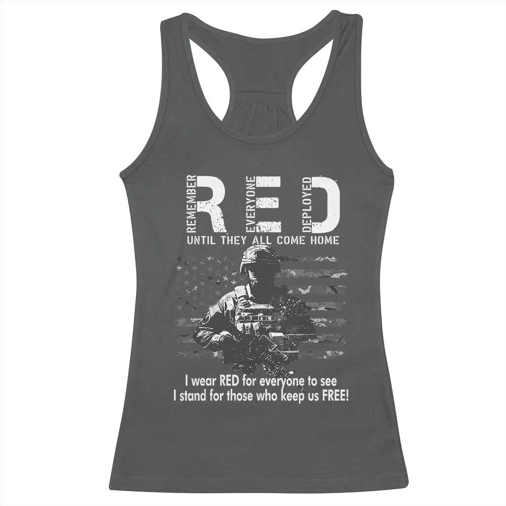 RED Friday Racerback Tank Top I Wear Red For Everyone To See I Stand For Those Who Keep Us Free Military TS11 Dark Heather Print Your Wear
