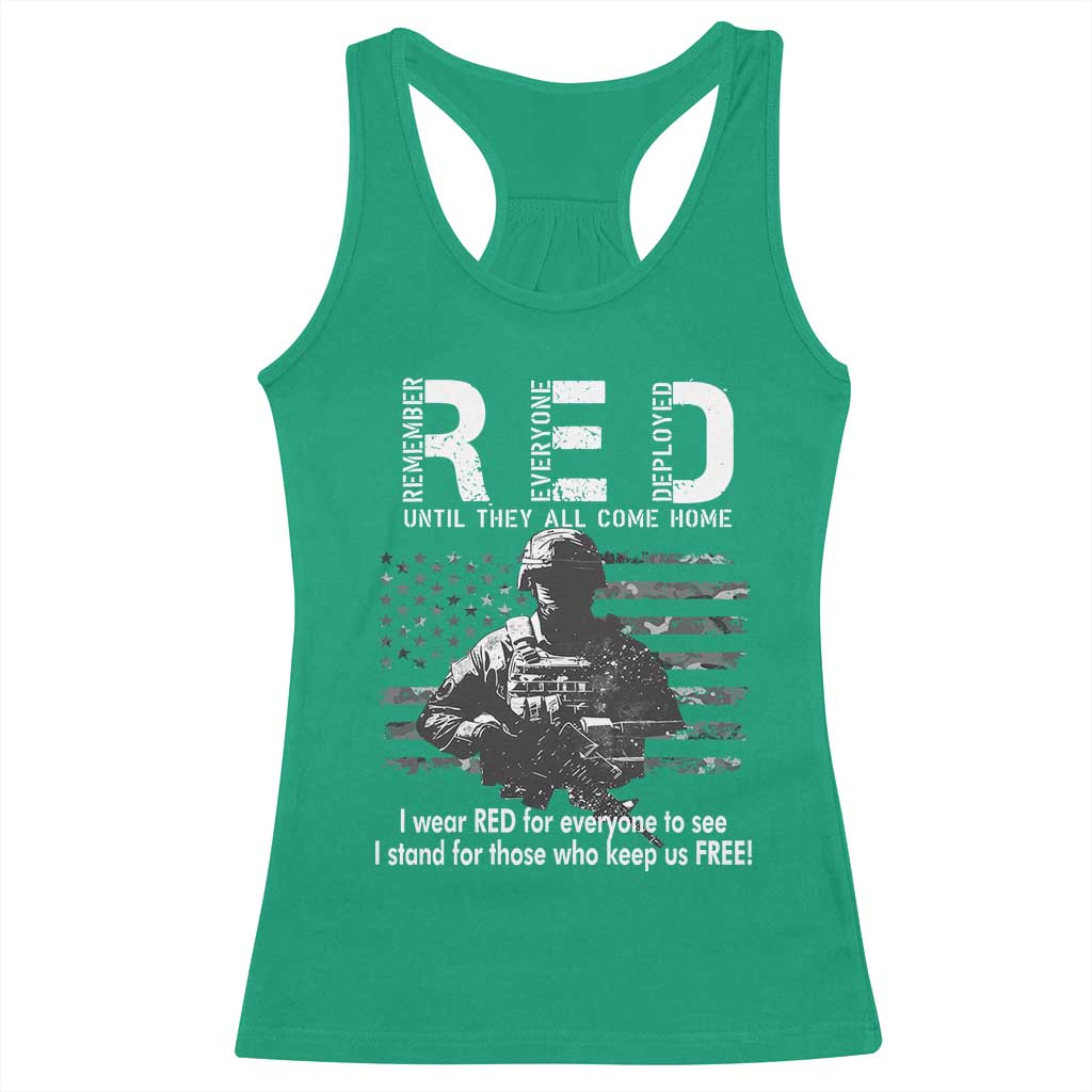 RED Friday Racerback Tank Top I Wear Red For Everyone To See I Stand For Those Who Keep Us Free Military TS11 Irish Green Print Your Wear