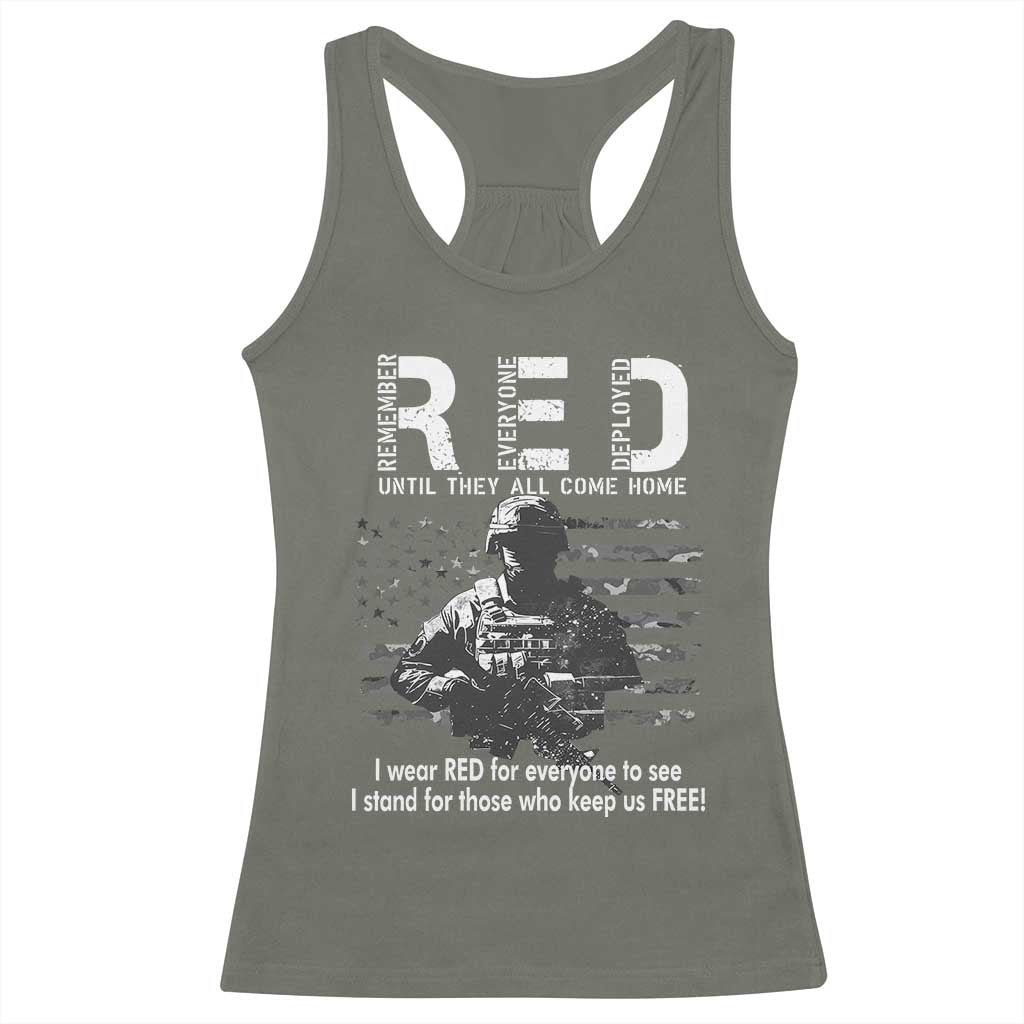 RED Friday Racerback Tank Top I Wear Red For Everyone To See I Stand For Those Who Keep Us Free Military TS11 Military Green Print Your Wear