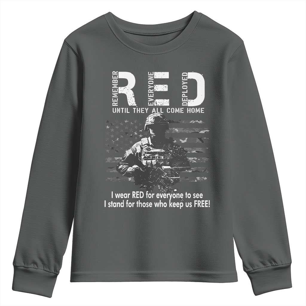 RED Friday Youth Sweatshirt I Wear Red For Everyone To See I Stand For Those Who Keep Us Free Military TS11 Dark Heather Print Your Wear