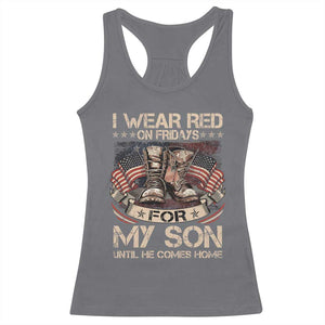 I Wear Red On Fridays For My Son Until He Comes Home Racerback Tank Top Vintage American Flag TS11 Charcoal Print Your Wear