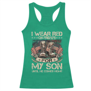 I Wear Red On Fridays For My Son Until He Comes Home Racerback Tank Top Vintage American Flag TS11 Irish Green Print Your Wear
