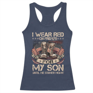 I Wear Red On Fridays For My Son Until He Comes Home Racerback Tank Top Vintage American Flag TS11 Navy Print Your Wear