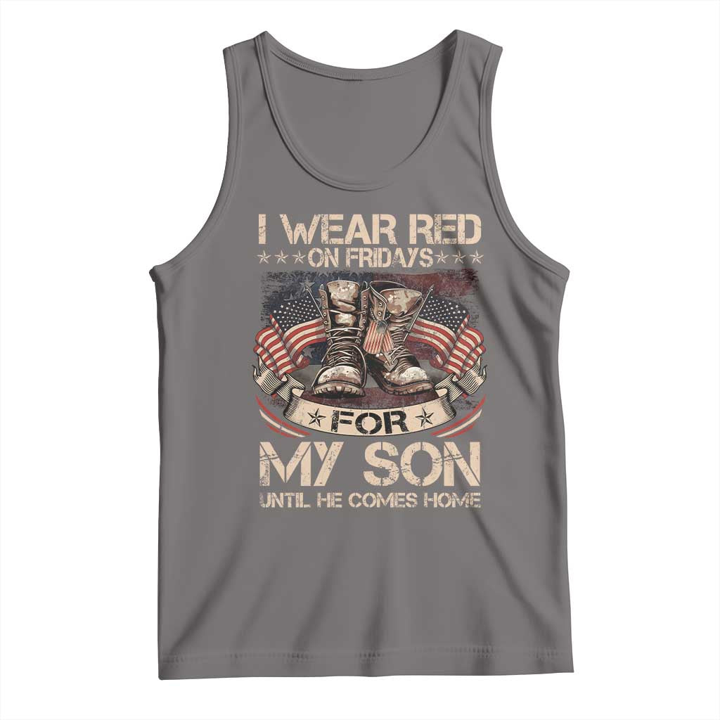 I Wear Red On Fridays For My Son Until He Comes Home Tank Top Vintage American Flag TS11 Deep Heather Print Your Wear