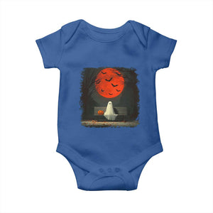 Halloween Lonely Ghost Bench Blood Moon Pumpkin Baby Onesie TS11 Royal Blue Print Your Wear