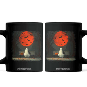 Halloween Lonely Ghost Bench Blood Moon Pumpkin Coffee Mug TS11 Black Print Your Wear