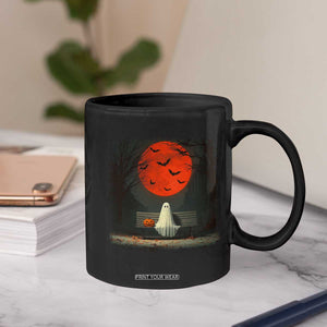 Halloween Lonely Ghost Bench Blood Moon Pumpkin Coffee Mug TS11 Print Your Wear