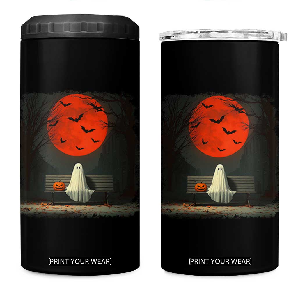Halloween Lonely Ghost Bench Blood Moon Pumpkin 4 in 1 Can Cooler Tumbler TS11 One Size: 16 oz Black Print Your Wear