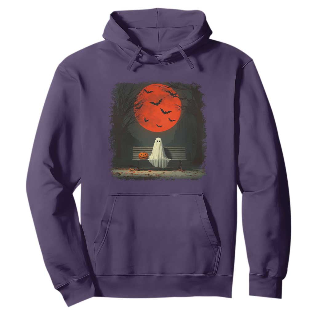 Halloween Lonely Ghost Bench Blood Moon Pumpkin Hoodie TS11 Purple Print Your Wear