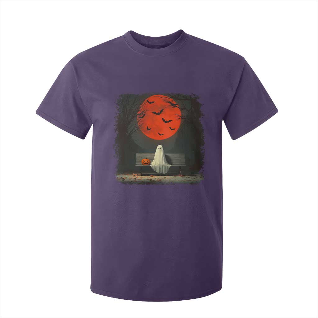 Halloween Lonely Ghost Bench Blood Moon Pumpkin T Shirt For Kid TS11 Purple Print Your Wear