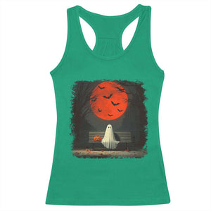 Halloween Lonely Ghost Bench Blood Moon Pumpkin Racerback Tank Top TS11 Irish Green Print Your Wear