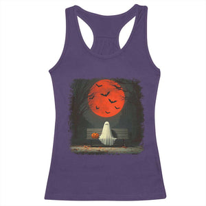 Halloween Lonely Ghost Bench Blood Moon Pumpkin Racerback Tank Top TS11 Purple Print Your Wear