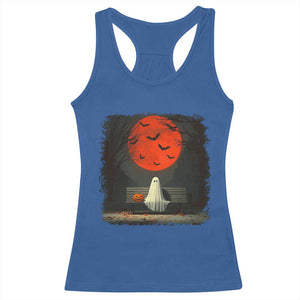 Halloween Lonely Ghost Bench Blood Moon Pumpkin Racerback Tank Top TS11 Royal Blue Print Your Wear