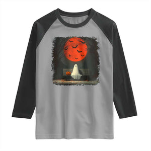 Halloween Lonely Ghost Bench Blood Moon Pumpkin Raglan Shirt TS11 Sport Gray Black Print Your Wear