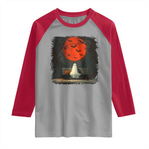 Halloween Lonely Ghost Bench Blood Moon Pumpkin Raglan Shirt TS11 Sport Gray Red Print Your Wear