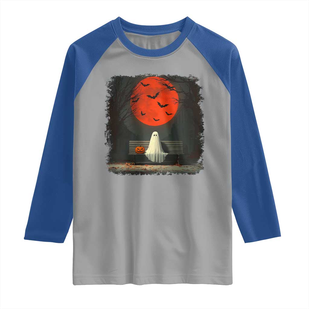 Halloween Lonely Ghost Bench Blood Moon Pumpkin Raglan Shirt TS11 Sport Gray Royal Print Your Wear
