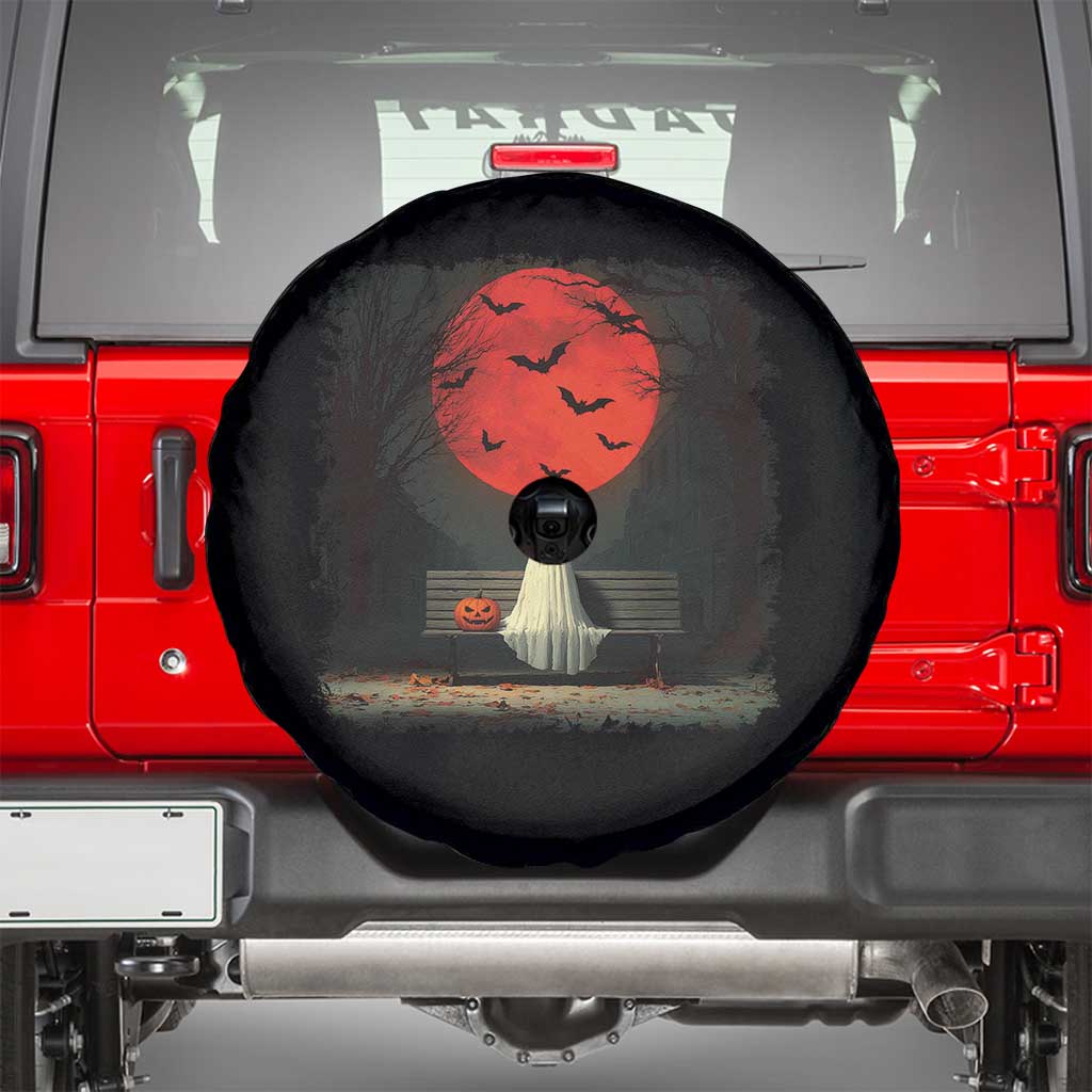 Halloween Lonely Ghost Bench Blood Moon Pumpkin Spare Tire Cover TS11 Black Print Your Wear